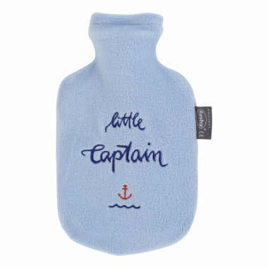 Kinderwärmflasche 0.8l Flauschbezug Little Captain hellblau Thermoplastik