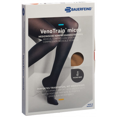 VenoTrain Micro MICRO A-G KKL2 M plus/short offene Fussspitze caramel Haftband Mikronoppen