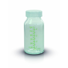 GLASS BOTTLE Glasflasche 130ml für Kliniken inklusive Flaschendeckel