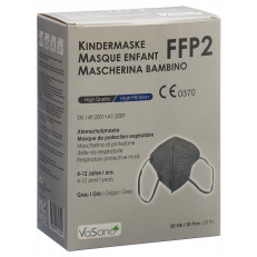 Maske FFP2 Kinder 4-12 Jahre grau deutsch/französisch/italienisch