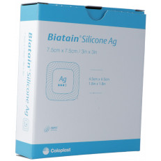 Biatain Silicone Ag Schaumverband 7.5x7.5cm selbsthaftend
